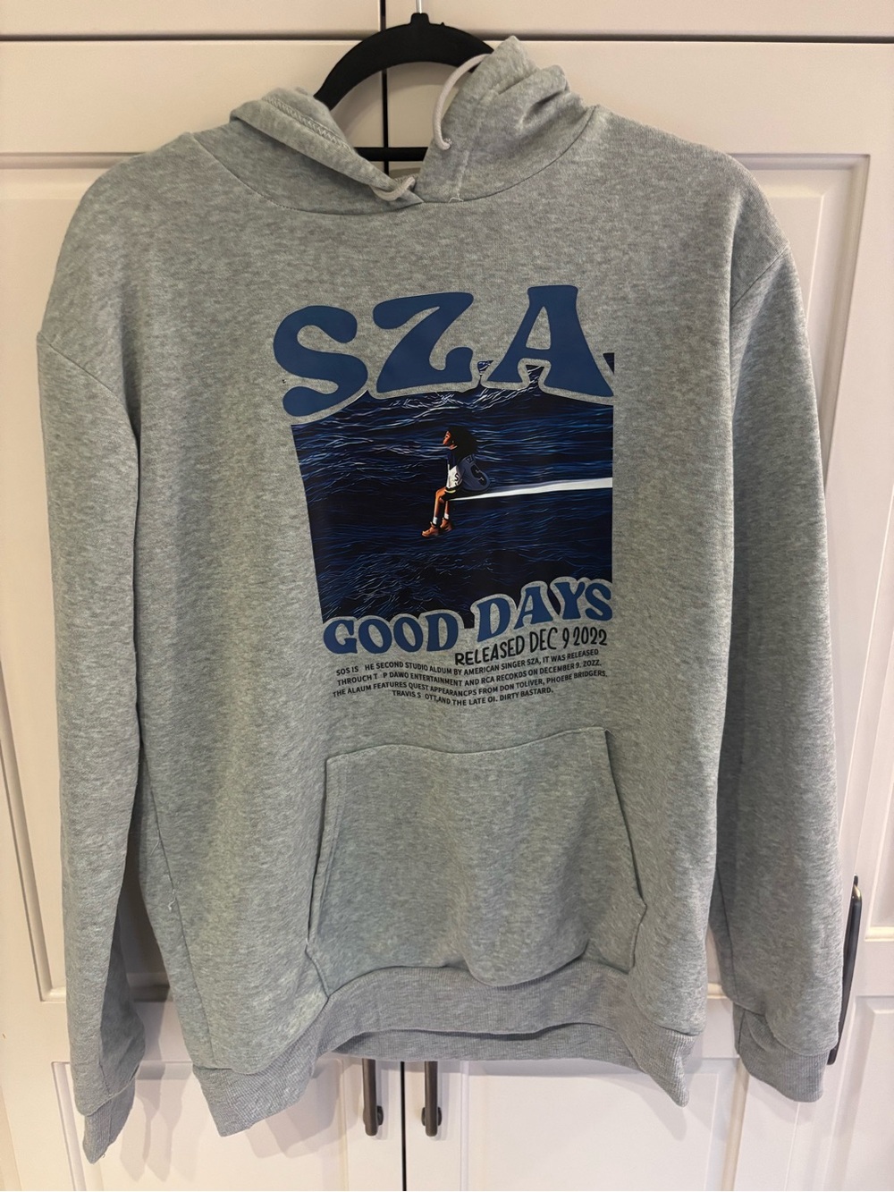 SZA SOS Good Days 2023 Tour Style Hoodie Grey Size Small Double-Sided Graphic